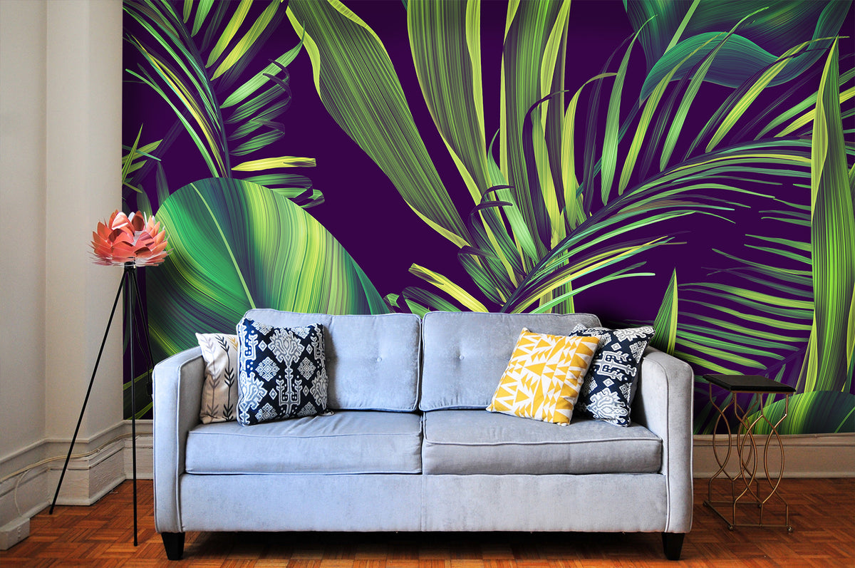 Dark Forest Wallpaper Mural Green and Black M9254