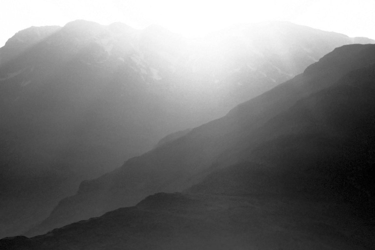 Mountain Sunrise Wallpaper Mural Black and White M9262