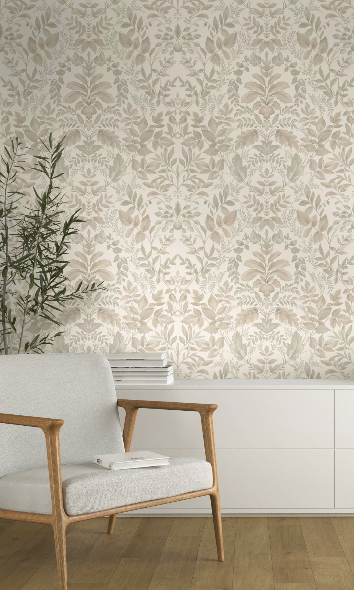 Beige Lush Overgrown Botanical Wallpaper R8821