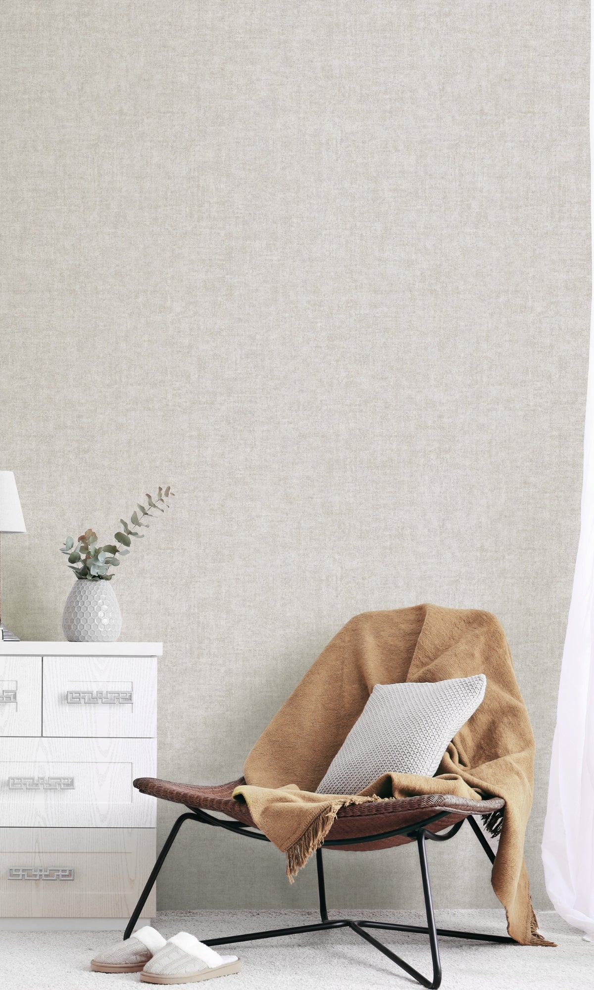 Beige Plain Textured Wallpaper R8399