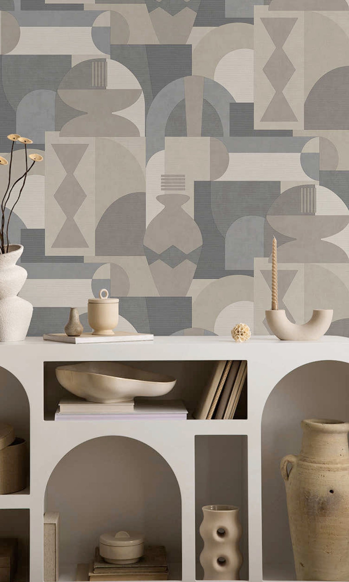 Beige & Cream Middle Eastern Inspired Geometric Wallpaper R8415