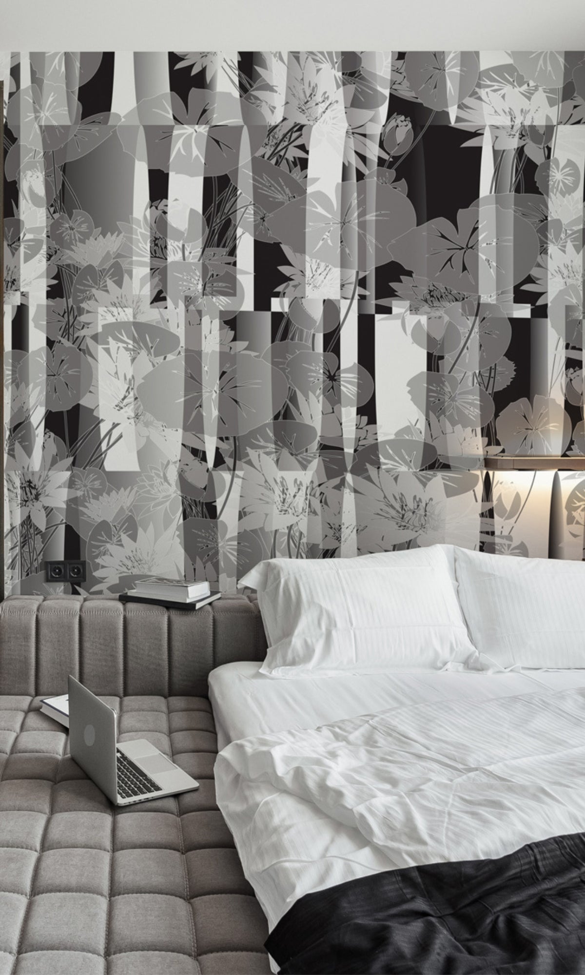 Black And White Geometric Mural Wallpaper M1333