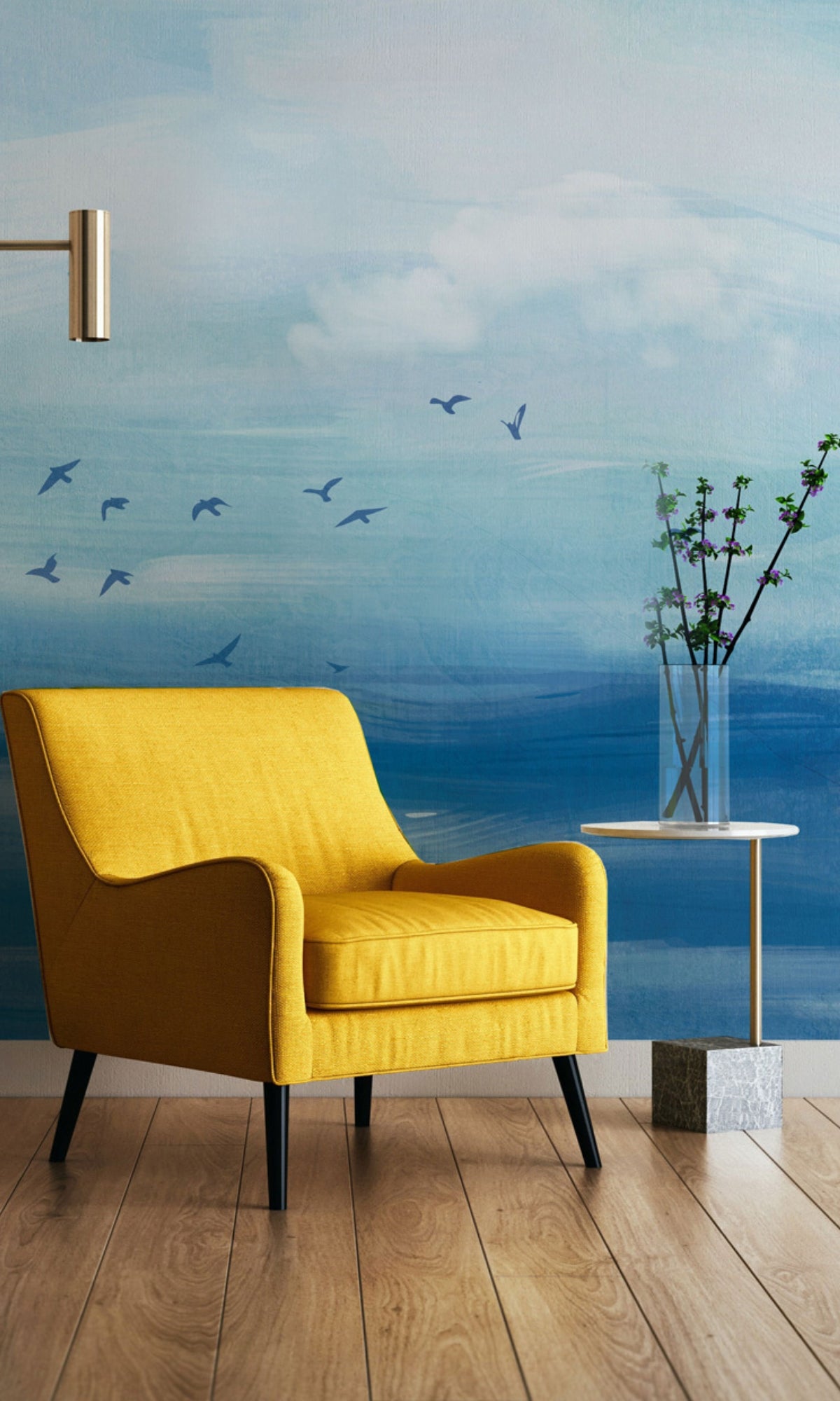 Blue Abstract oil Painting Mural Wallpaper M1379