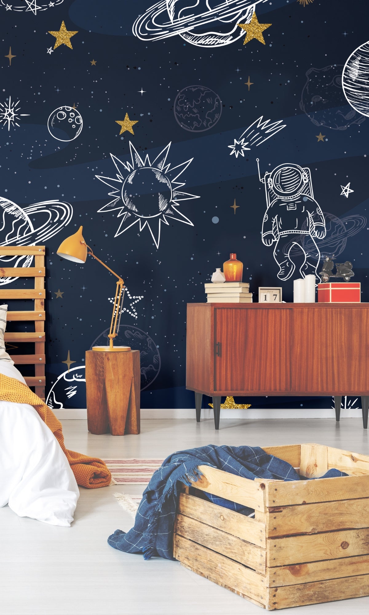 Blue Astronaut Man Mural Wallpaper M1260