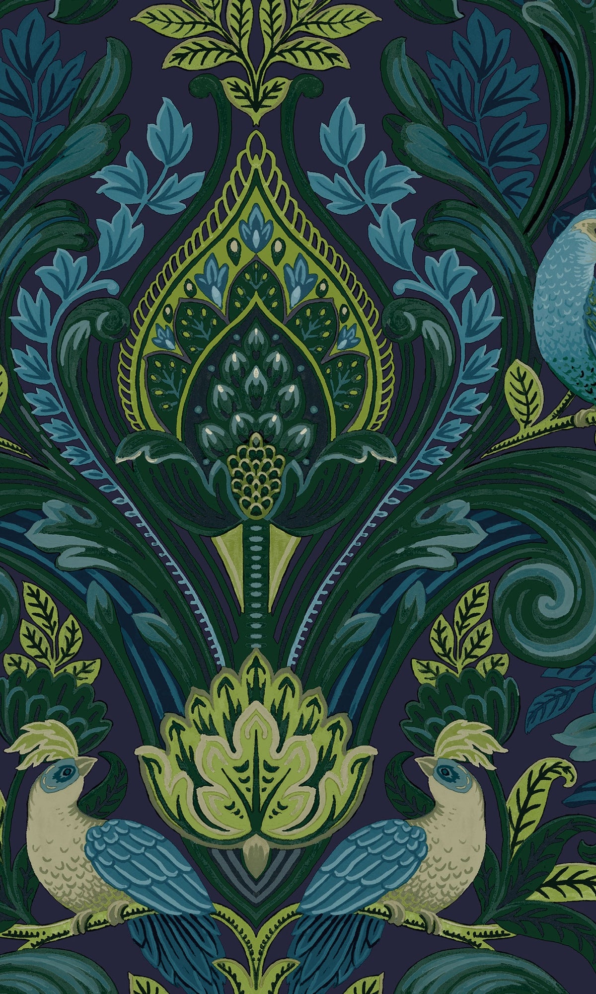 Blue Bold Tropical Damask Wallpaper R9209
