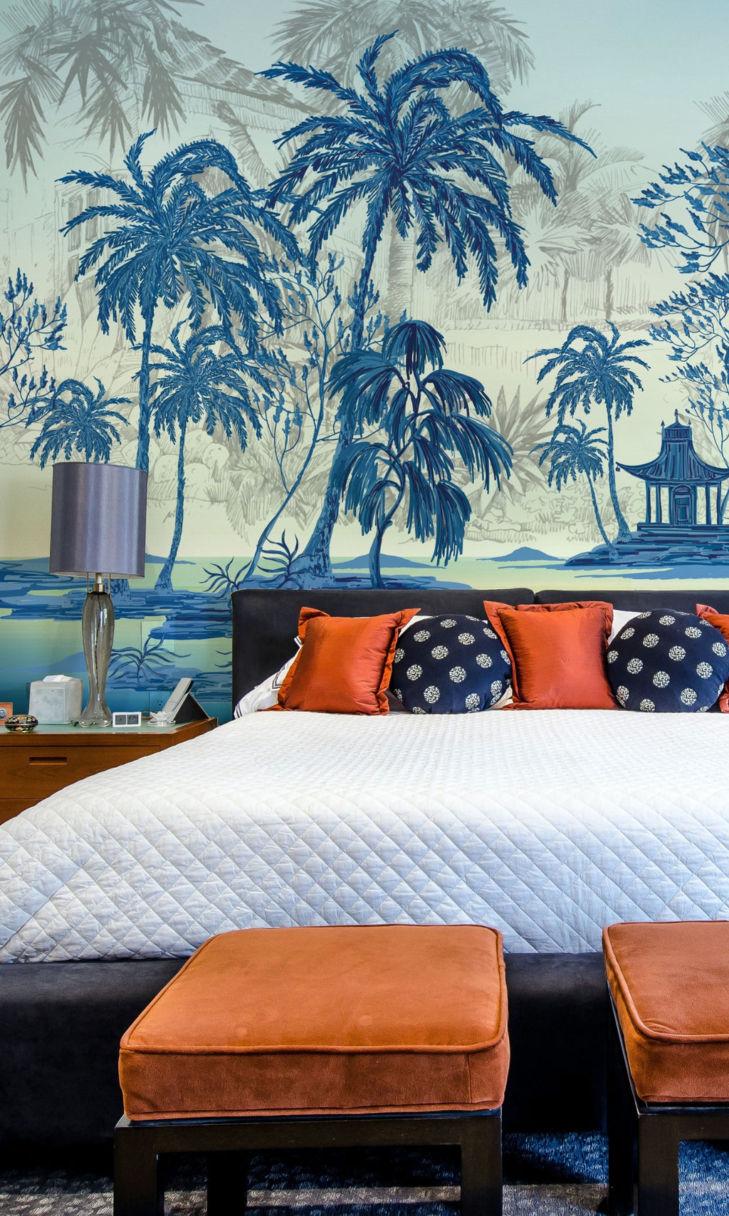 Blue Exotic Blue Chinoiserie Wall Mural M1417 – Walls Republic US