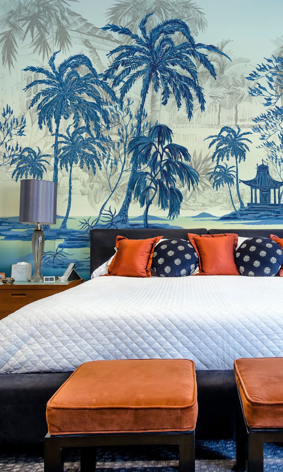 Blue Exotic Blue Chinoiserie Mural Wallpaper M1417