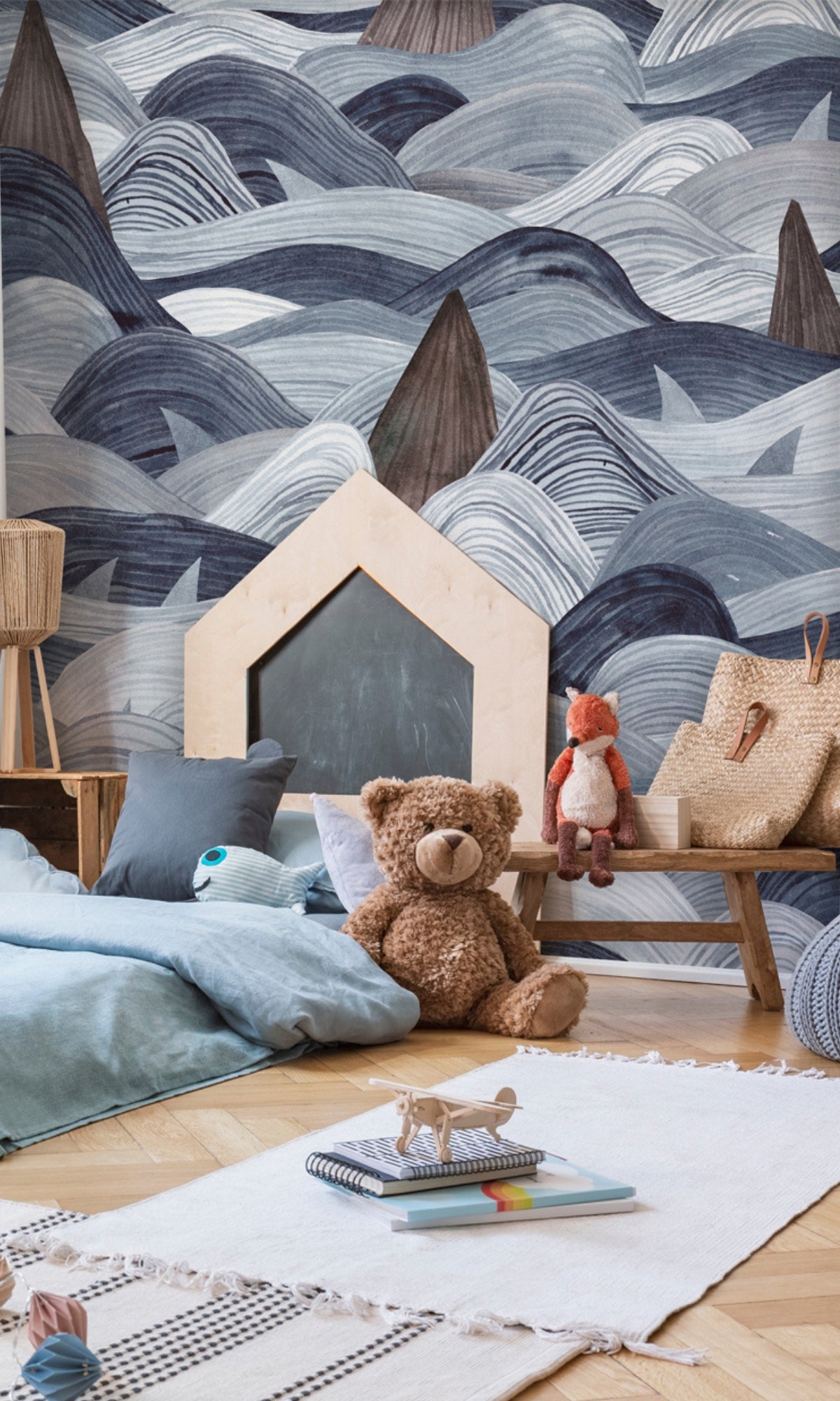 Blue Sharks in the Sea Mural Wallpaper M1465