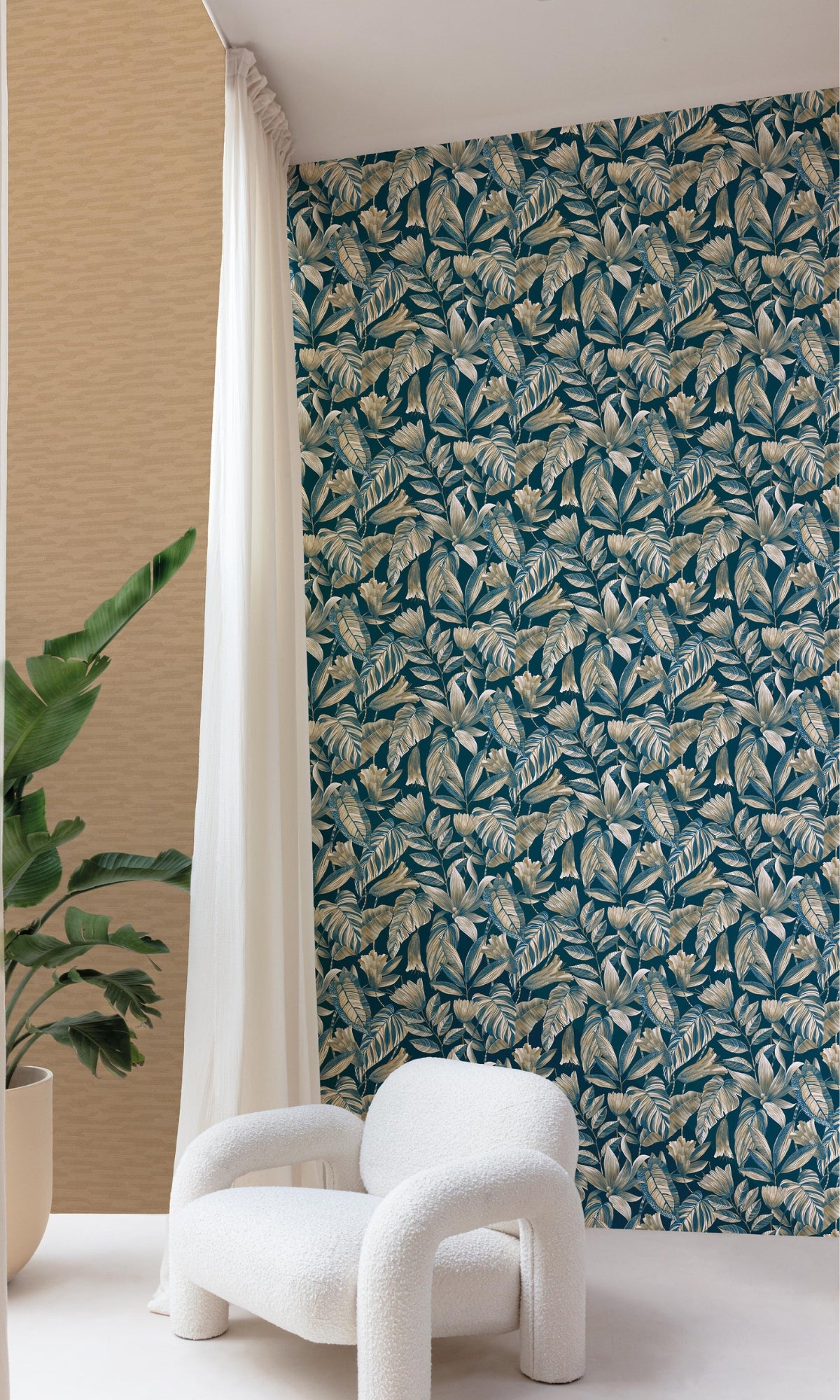 Blue Tropical Jungle Leaves Wallpaper R9259