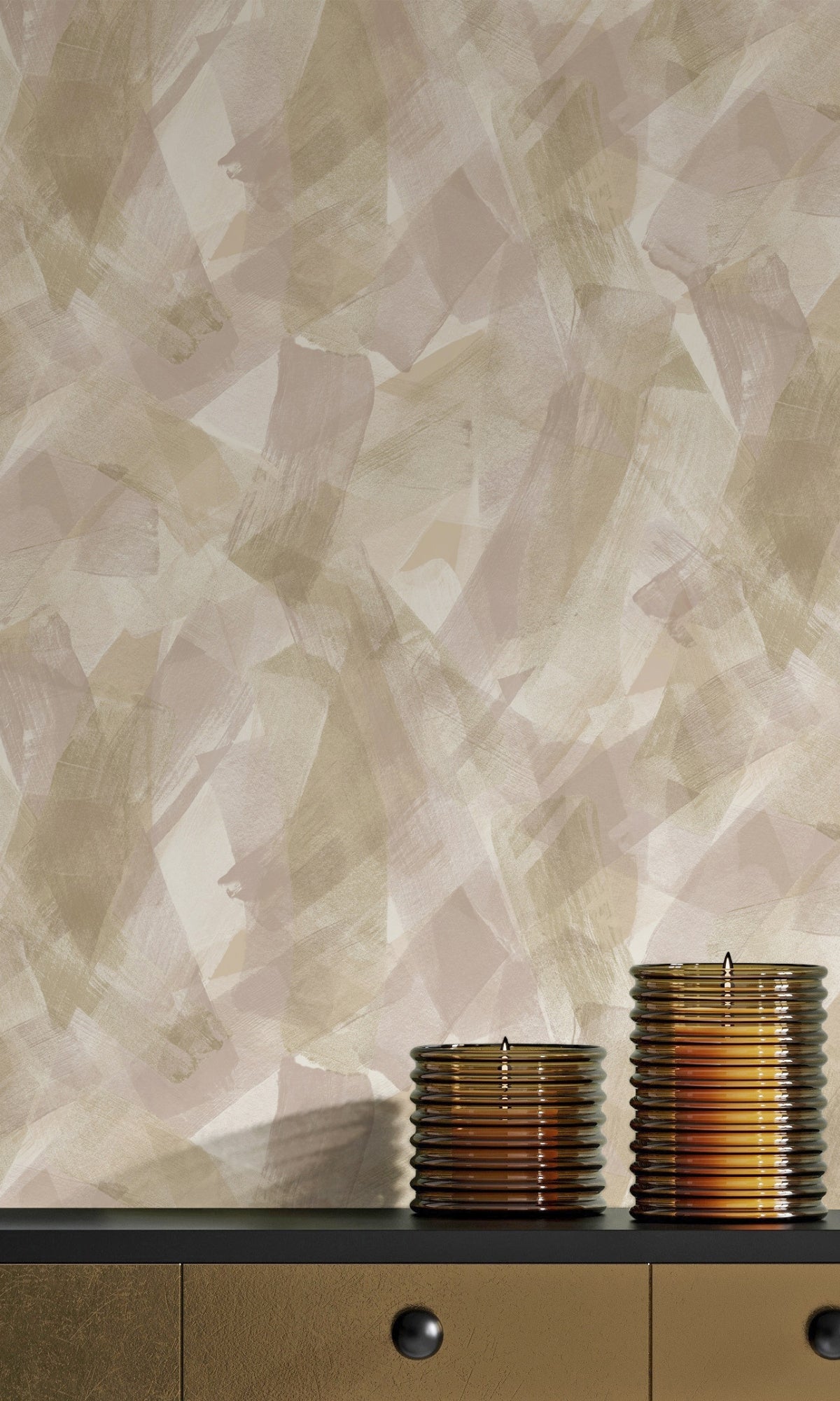 Blush Coral Bold Sweeping Brushstrokes Wallpaper R8930