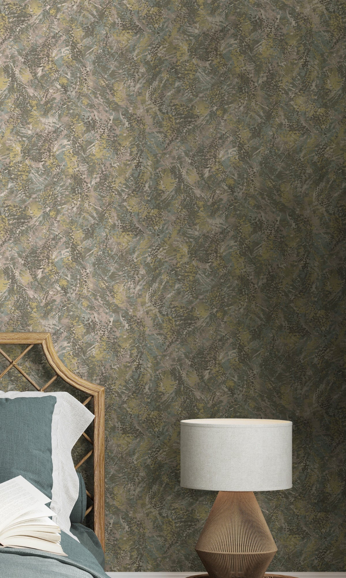 Blush Khaki Feather Like Textured Abstract Wallpaper R8938