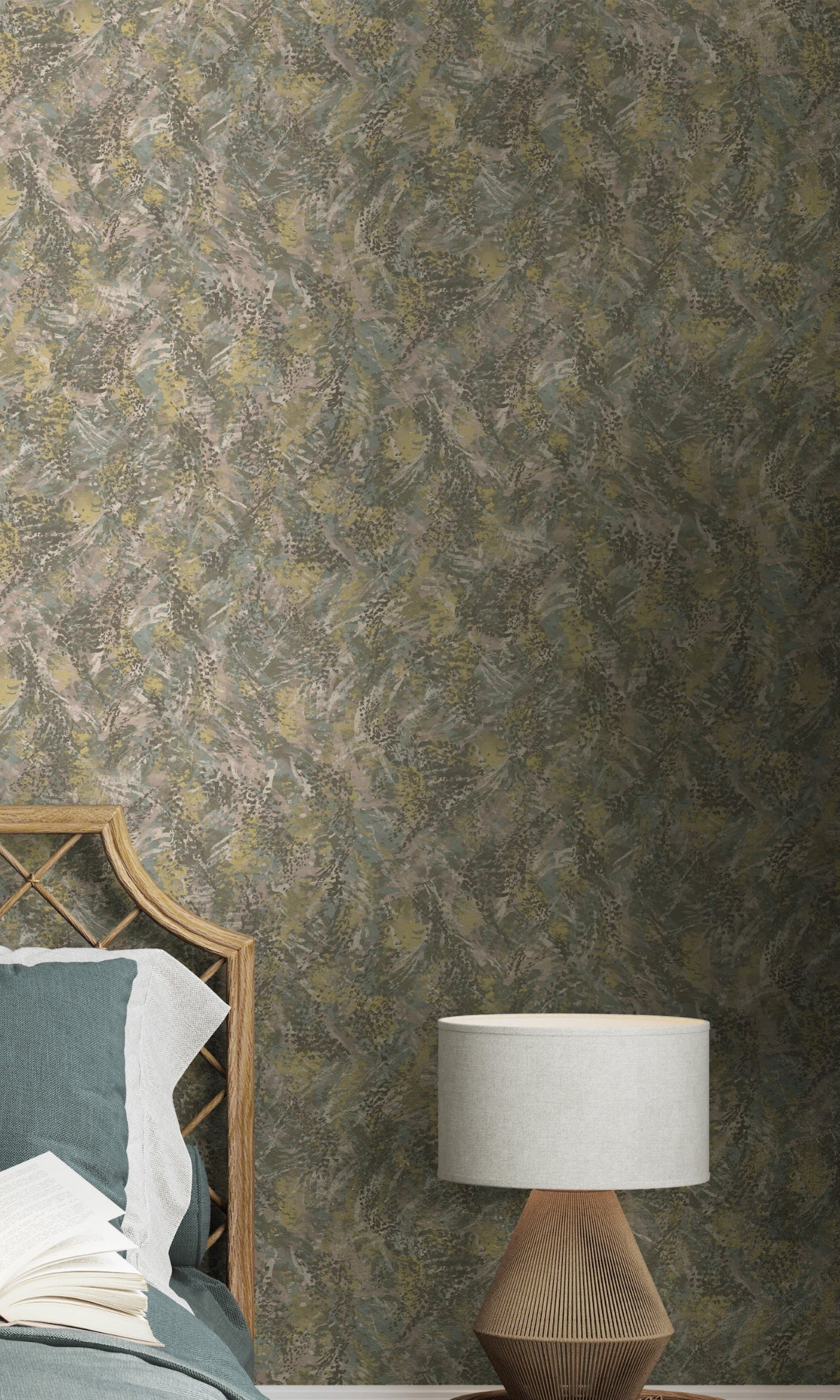 Blush Khaki Feather Like Textured Abstract Wallpaper R8938