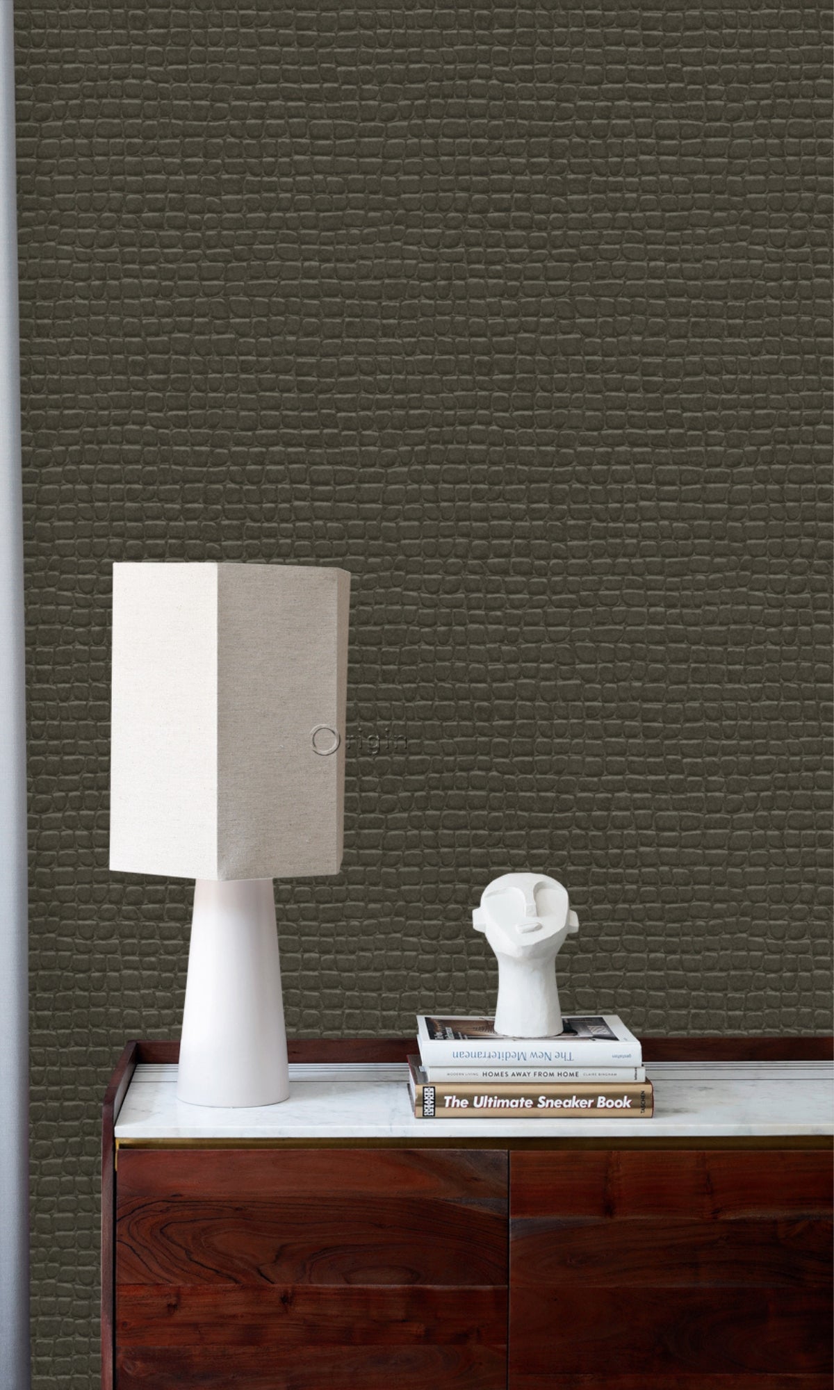 Brown Faux Effect Leather-like Geometric Wallpaper R8311