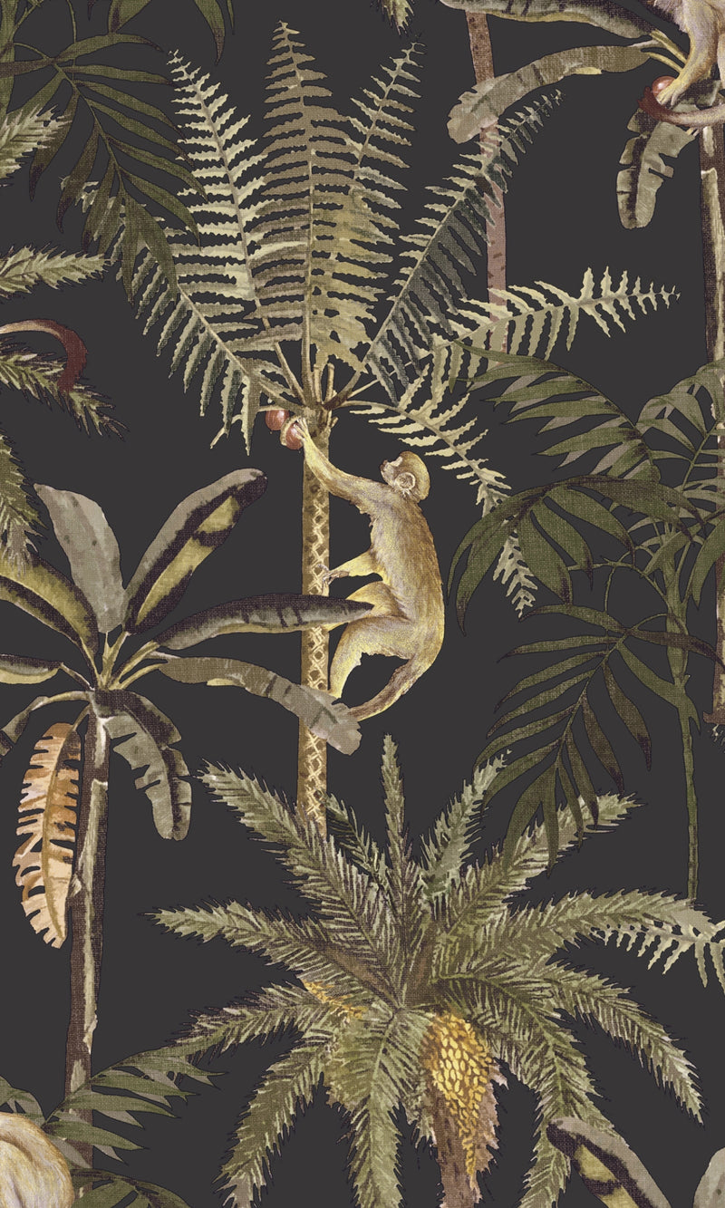charcoal colored wallpaper, black animal print wallpaper, Black monkey climbing in the trees wallpaper, black botanical wallpaper, bedroom wallpaper ideas, black accent wall, black accent wall ideas, black wall ideas, black feature wall, black wall design ideas, black aesthetic wallpaper, toile wallpaper black, black artistic wallpaper, black art wallpaper, wallpaper black background plain, black vintage wallpaper, black retro wallpaper