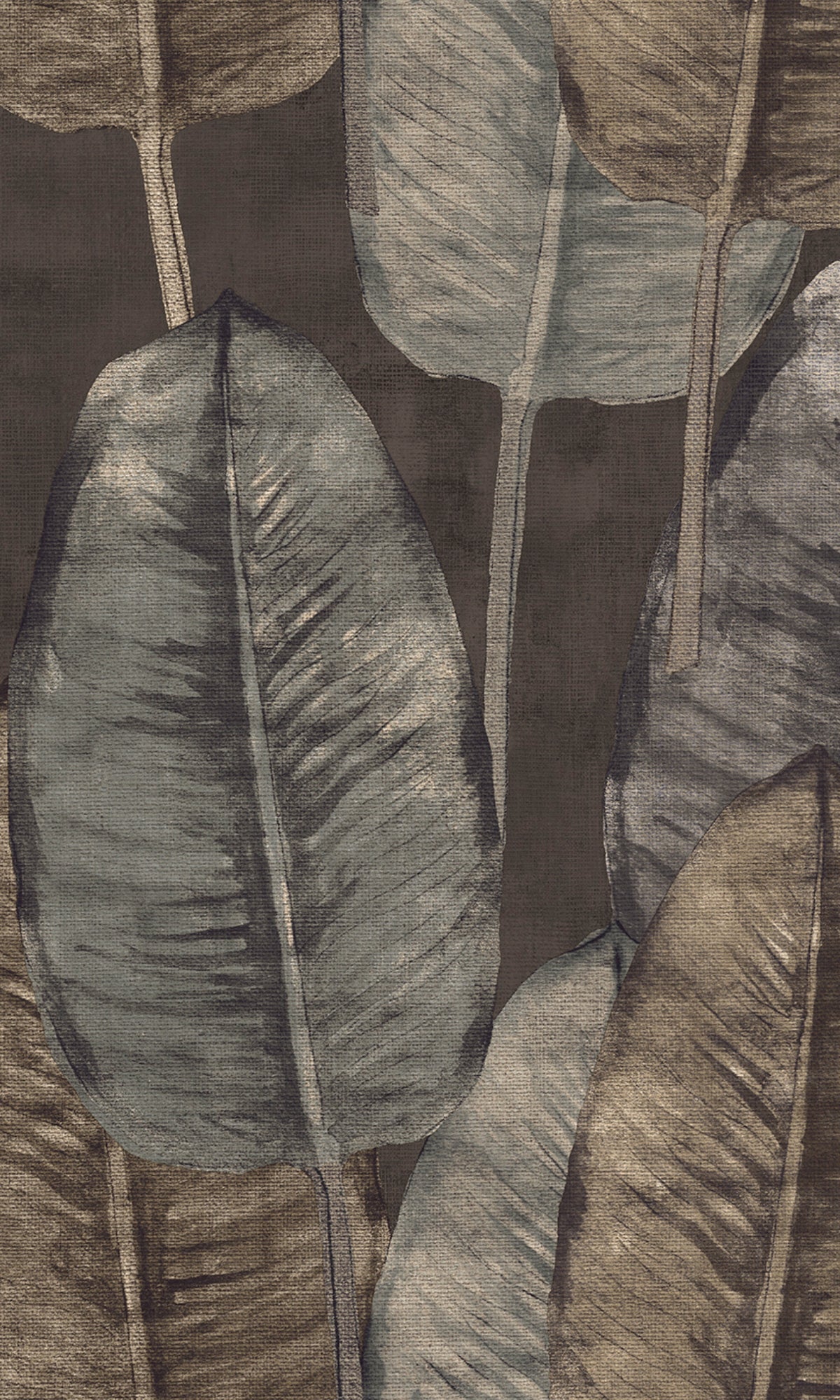 Charcoal Rubber Leaves Botanical Wallpaper R8253
