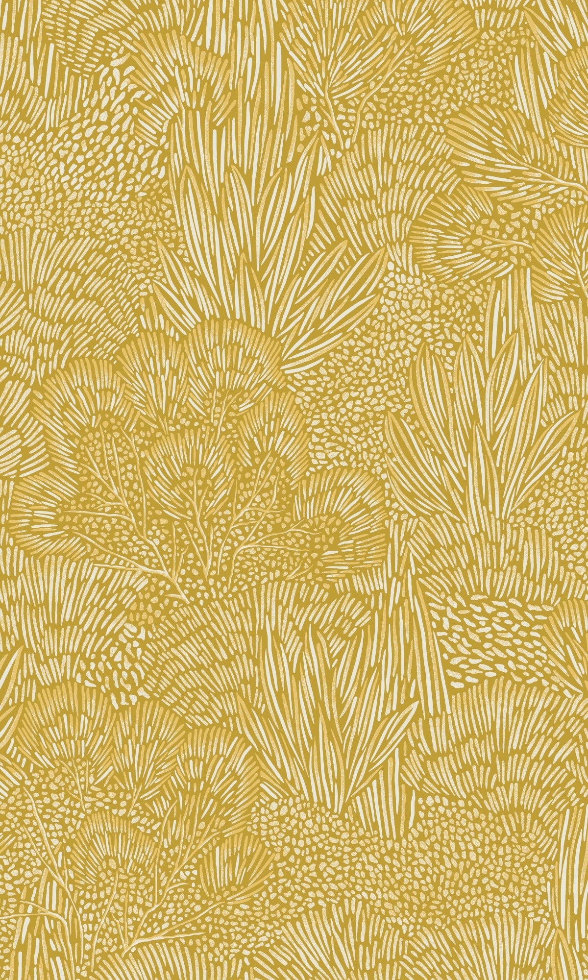 Citron Embossed Leaves & Trees Tropical Wallpaper R9094