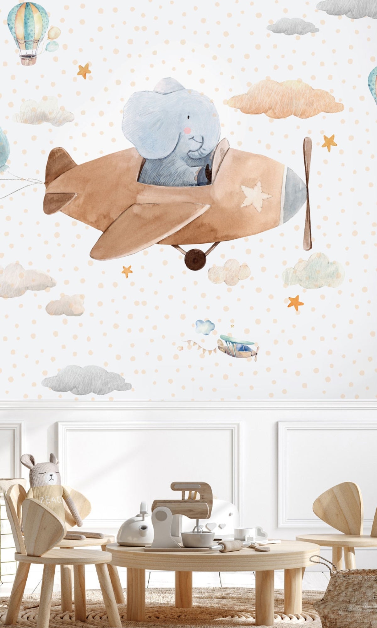 Colorful Funny Elephant Mural Wallpaper M1461