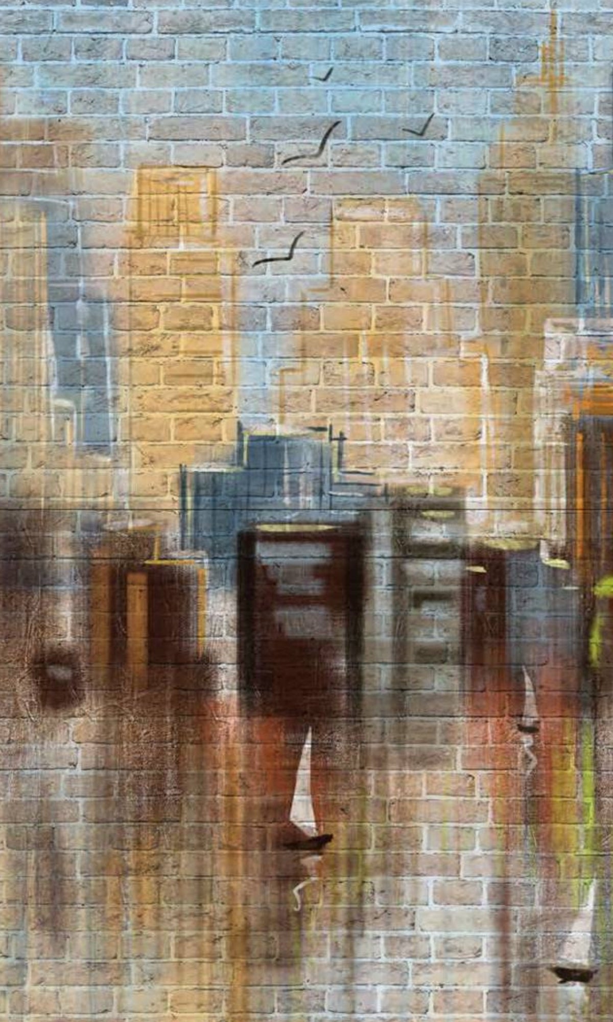 Colorful Graffiti on Brick Mural Wallpaper M1282