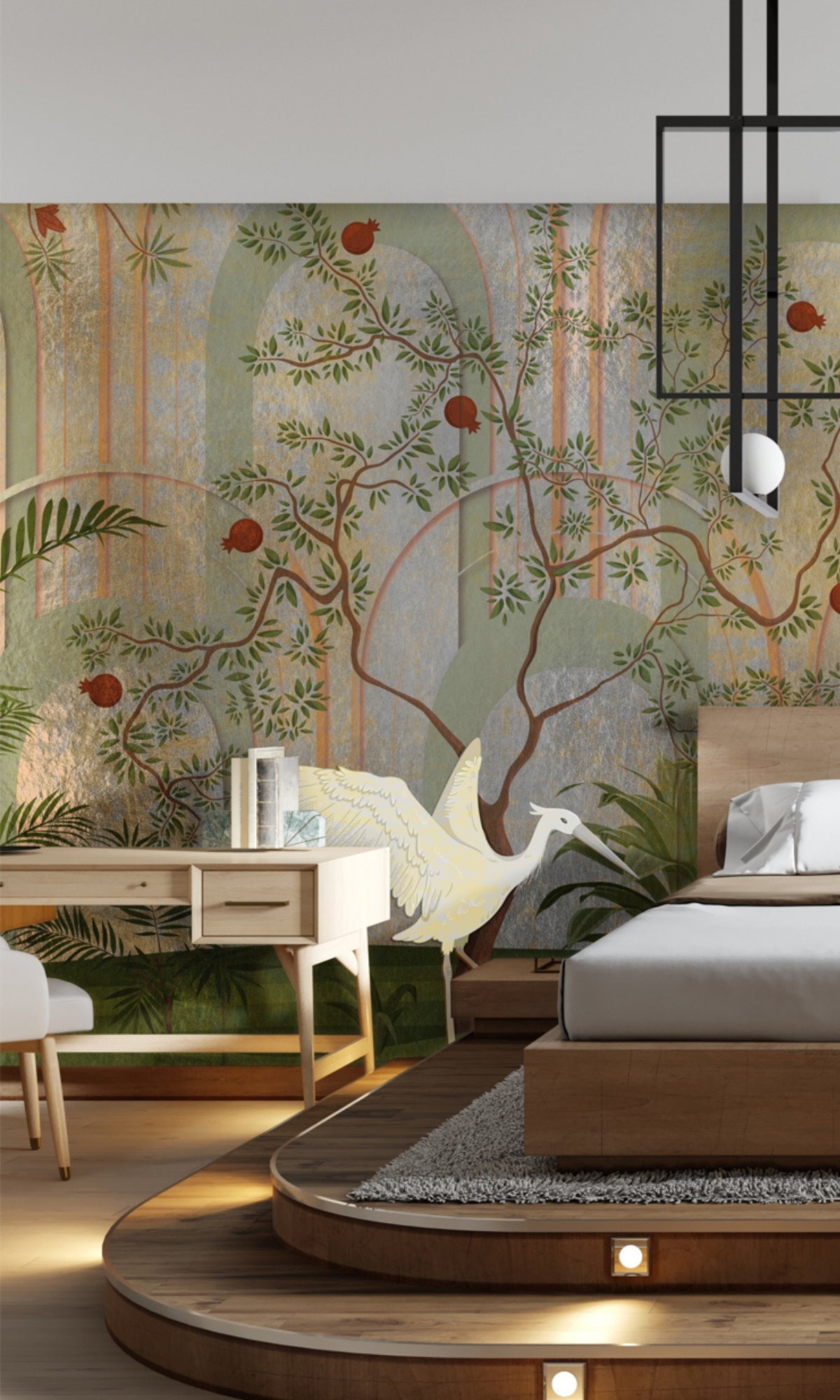 Colorful Pomegranate Trees Mural Wallpaper M1436