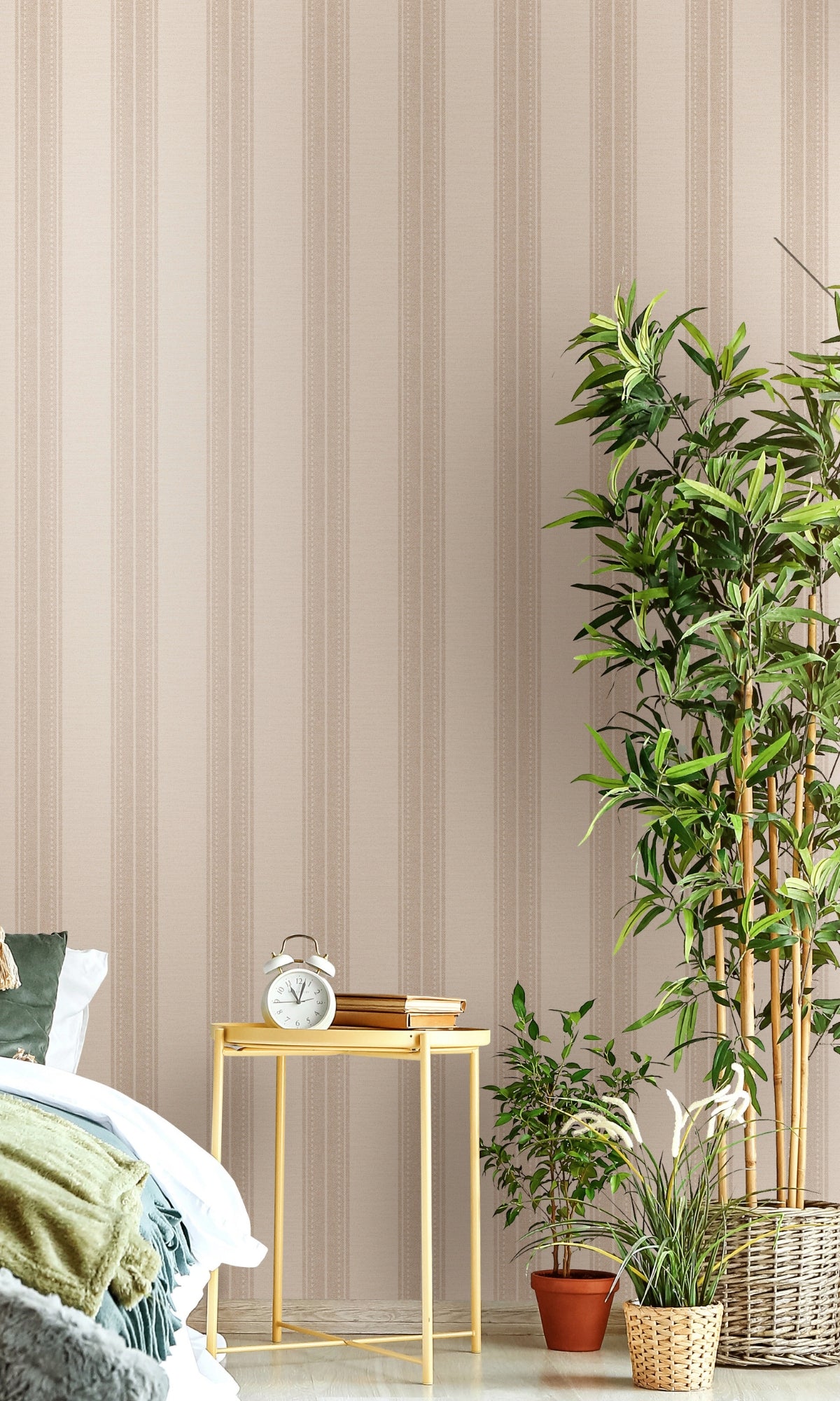 Coral Woven Fabric Inspired Stripes Wallpaper R8816