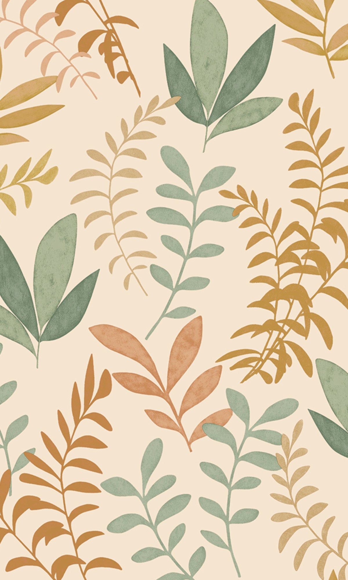 Cream Minimalist Leaves Modern Wallpaper R9193