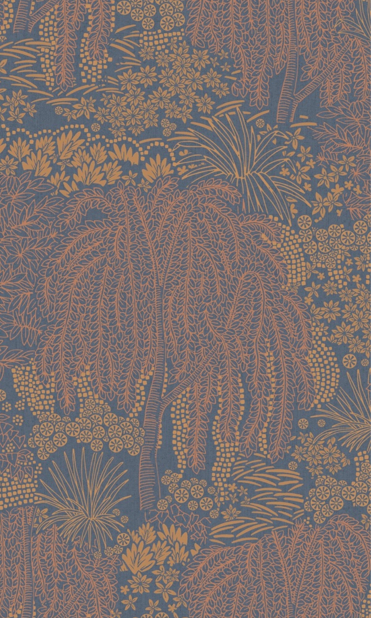 Dark Blue Metallic Garden Tropical Wallpaper R9049
