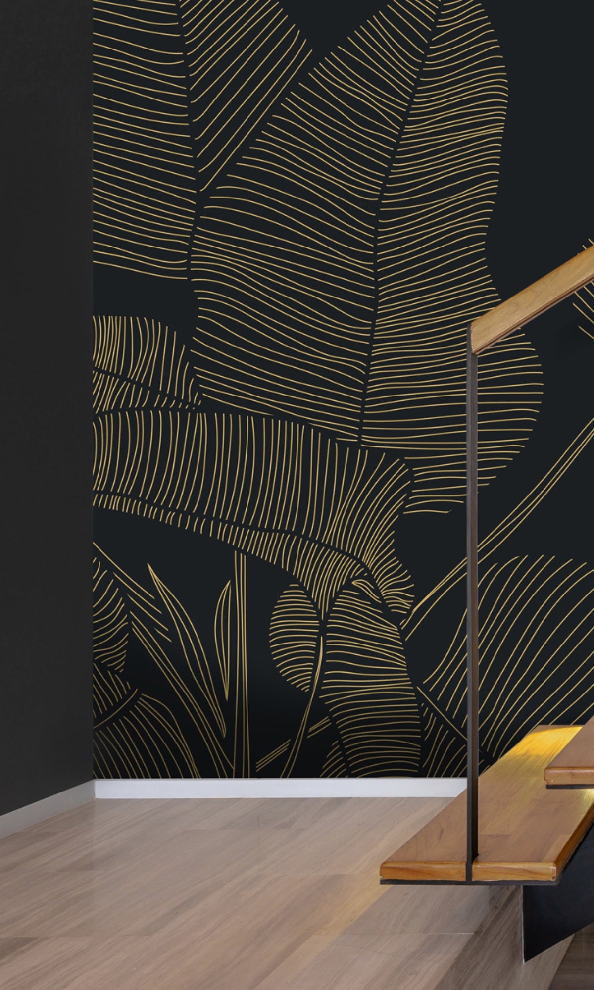 Gold Botanical Modern Mural Wallpaper M1375
