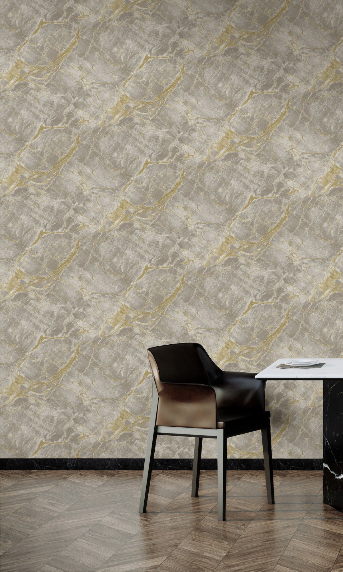 Gold Marble Stone Like Textured Wallpaper R8924