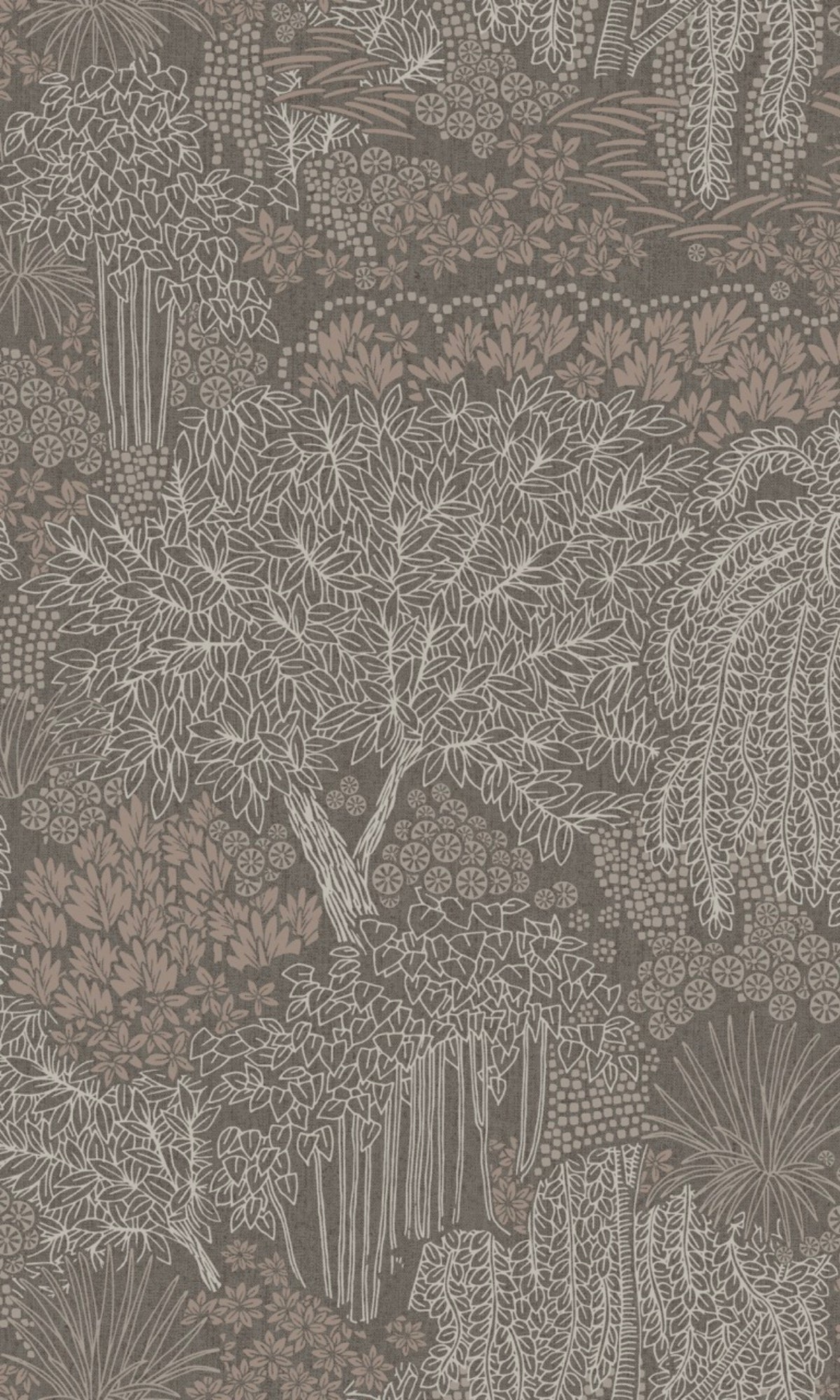 Graphite Metallic Garden Tropical Wallpaper R9050