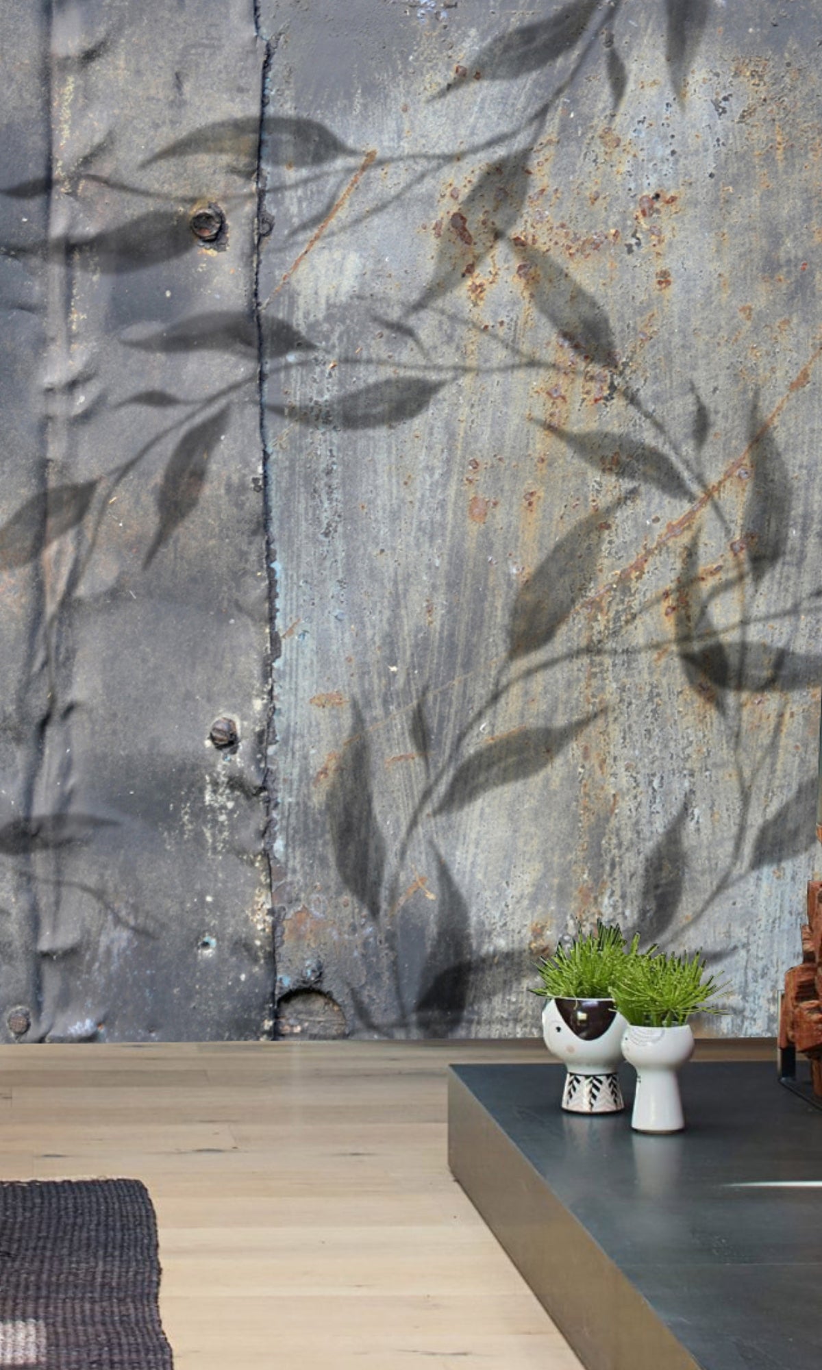 Gray Shadow on old Metal Mural Wallpaper M1320