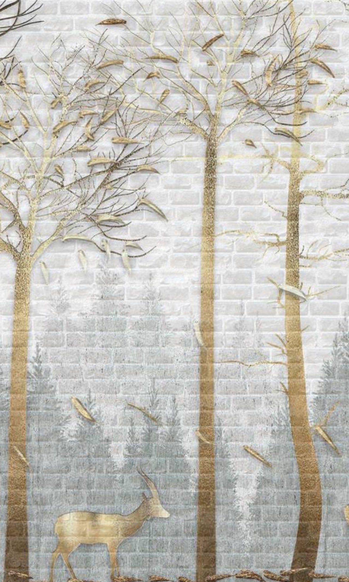 Gray & Neutral Autumn Season Mural Wallpaper M1284