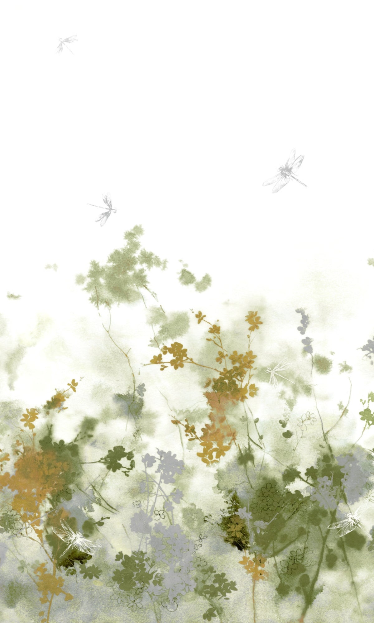 Green Floral Prints & Butterflies Wallpaper RM2077