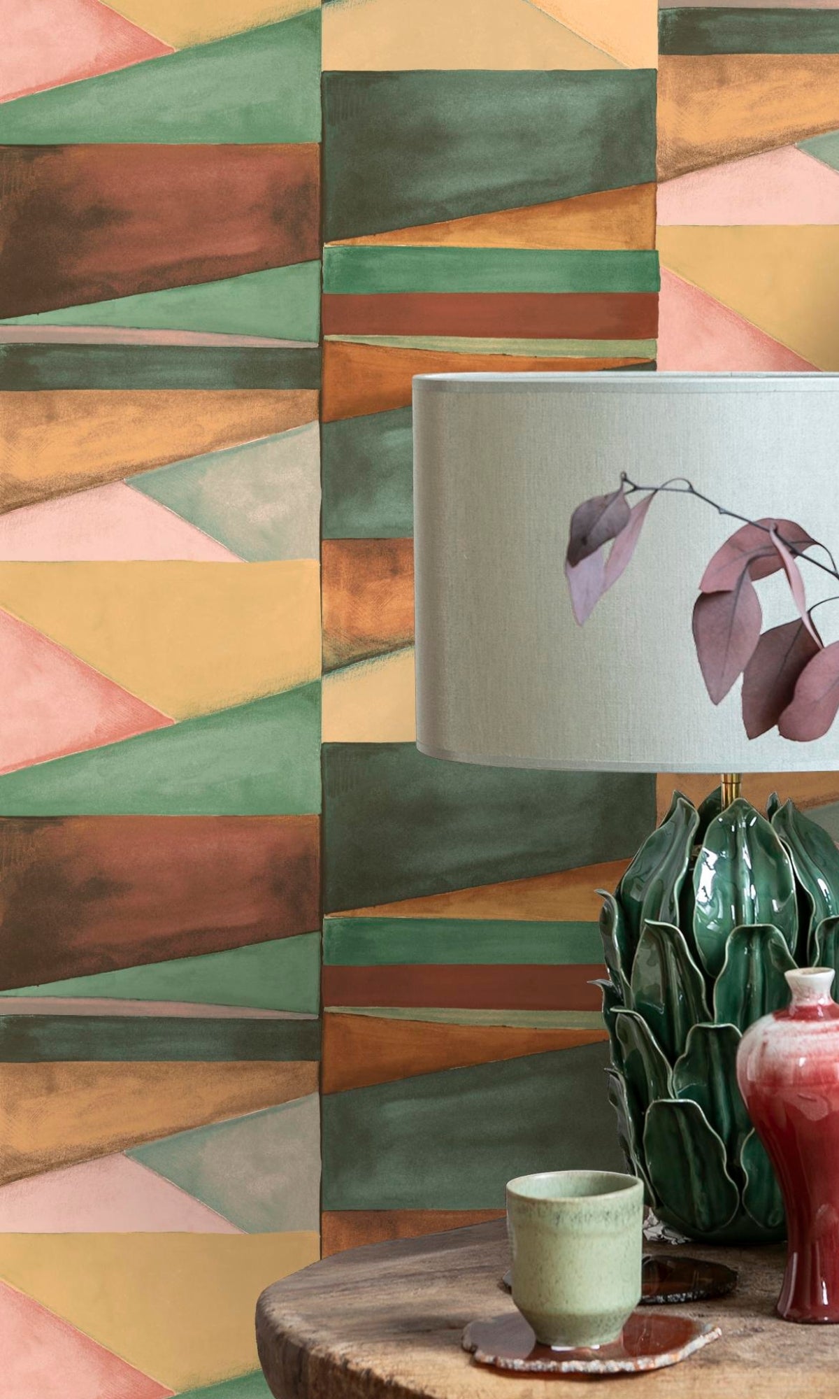 Green Gradient Blocks Geometric Wallpaper R9177