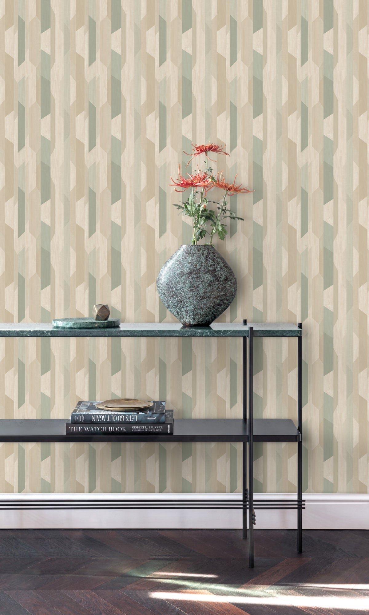 Green Retro Geometric Wallpaper R8384
