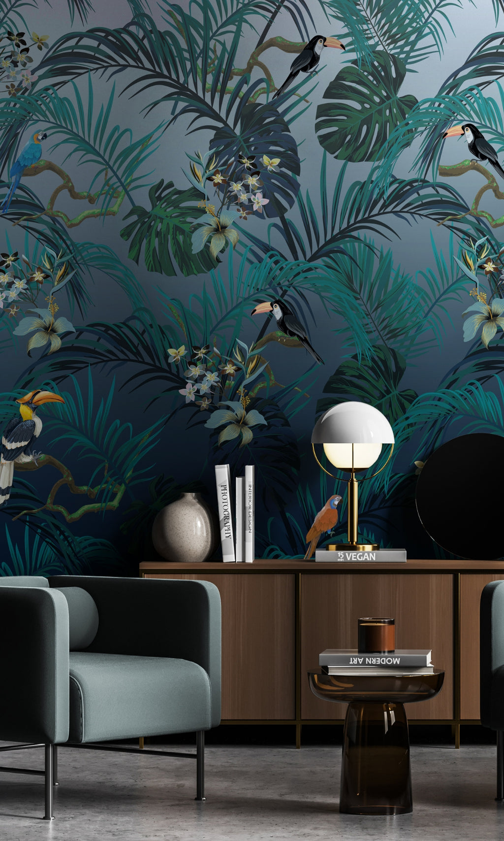 Green Tropical Birds Mural Wallpaper M1329 Walls Republic US