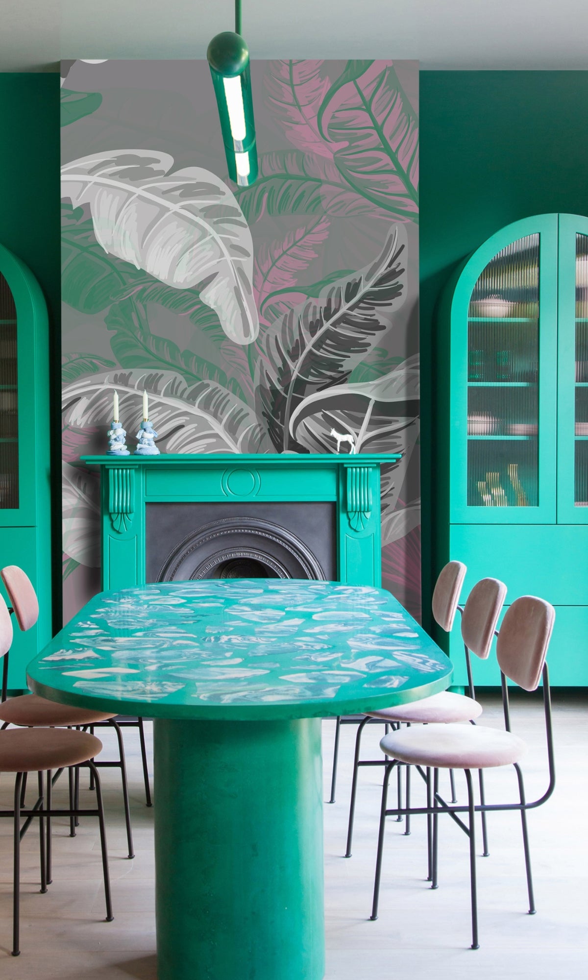 Green Tropic botanical Shrubs Mural Wallpaper M1268