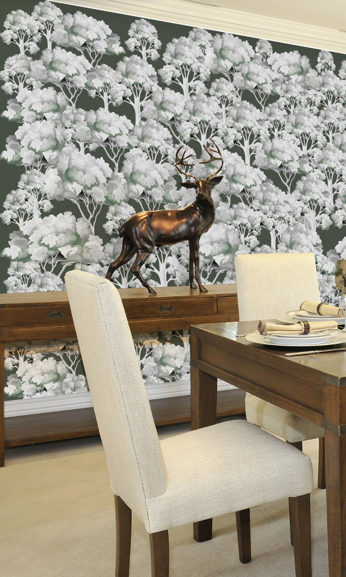 Green & Silver Garden Mural Wallpaper M1338-Sample
