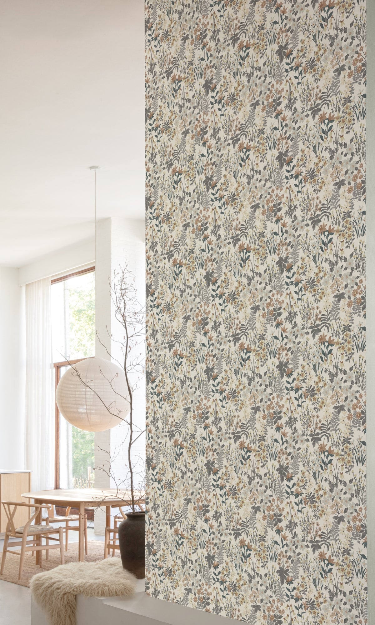Grey Classical Flower Floral Wallpaper R9224