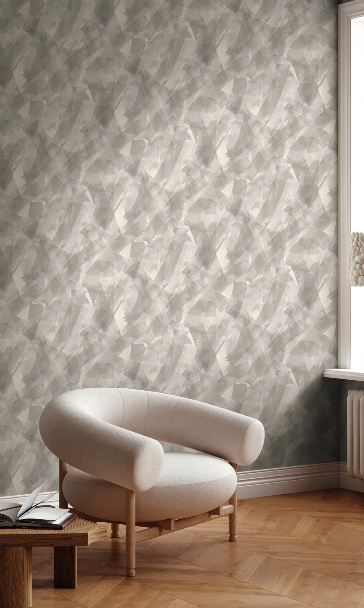Grey Dove Bold Sweeping Brushstrokes Wallpaper R8932