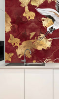 Red Crane on Abstract Clouds Murals M2633 (Copy)