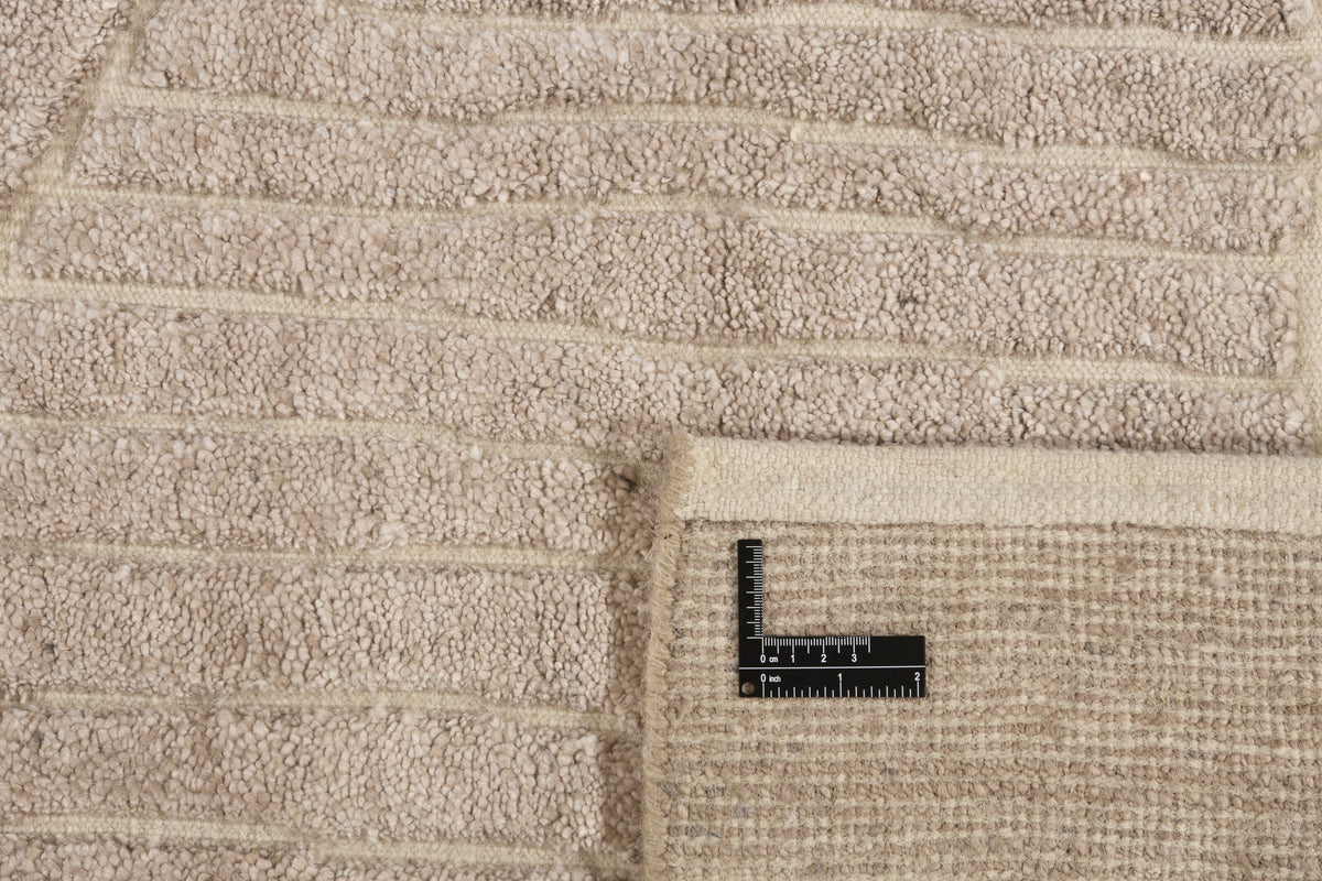 Beige Geometric Fields Hand Knotted Rectangular Luxury Rugs