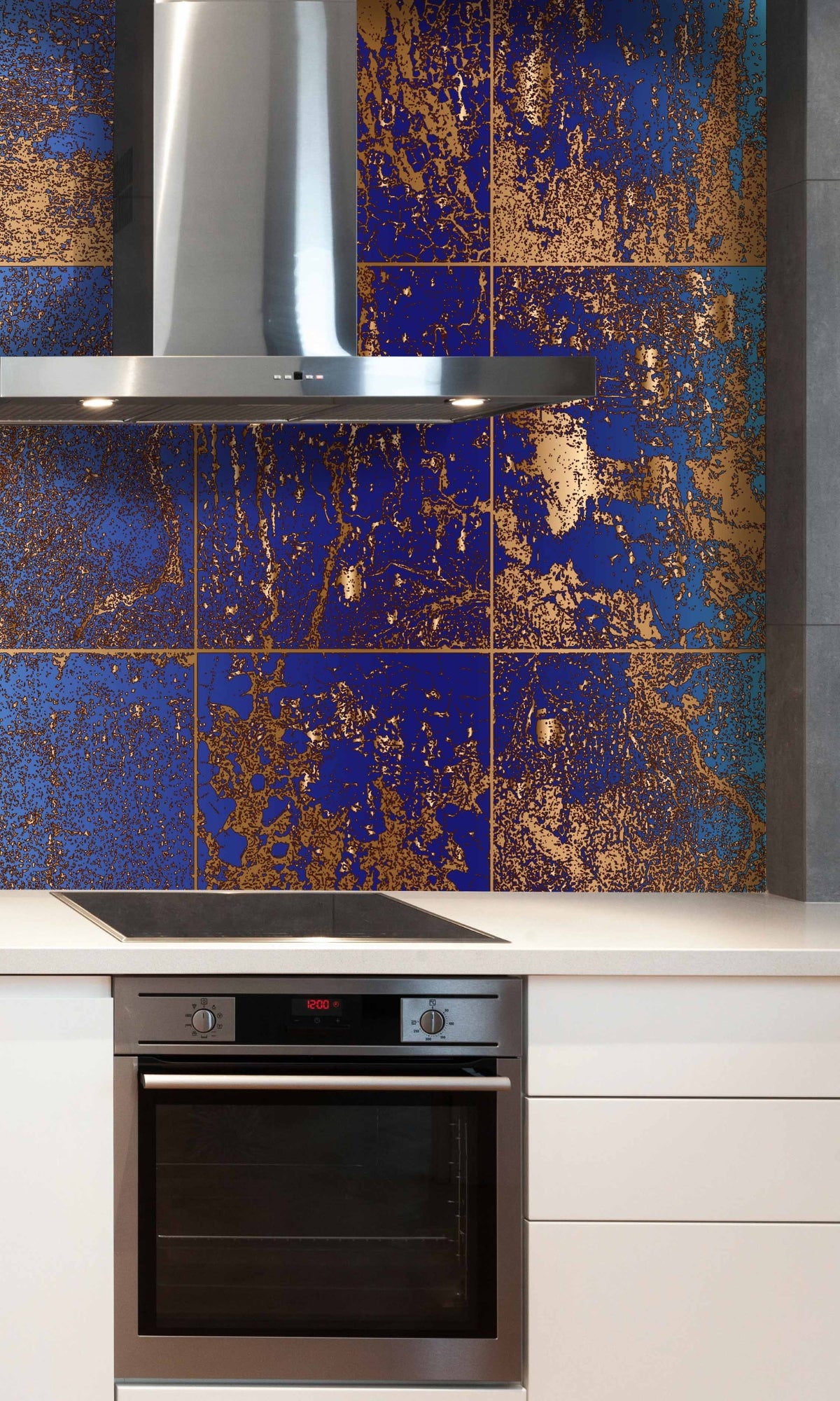 Metal Blue and Golden Metal Mural Wallpaper M1300