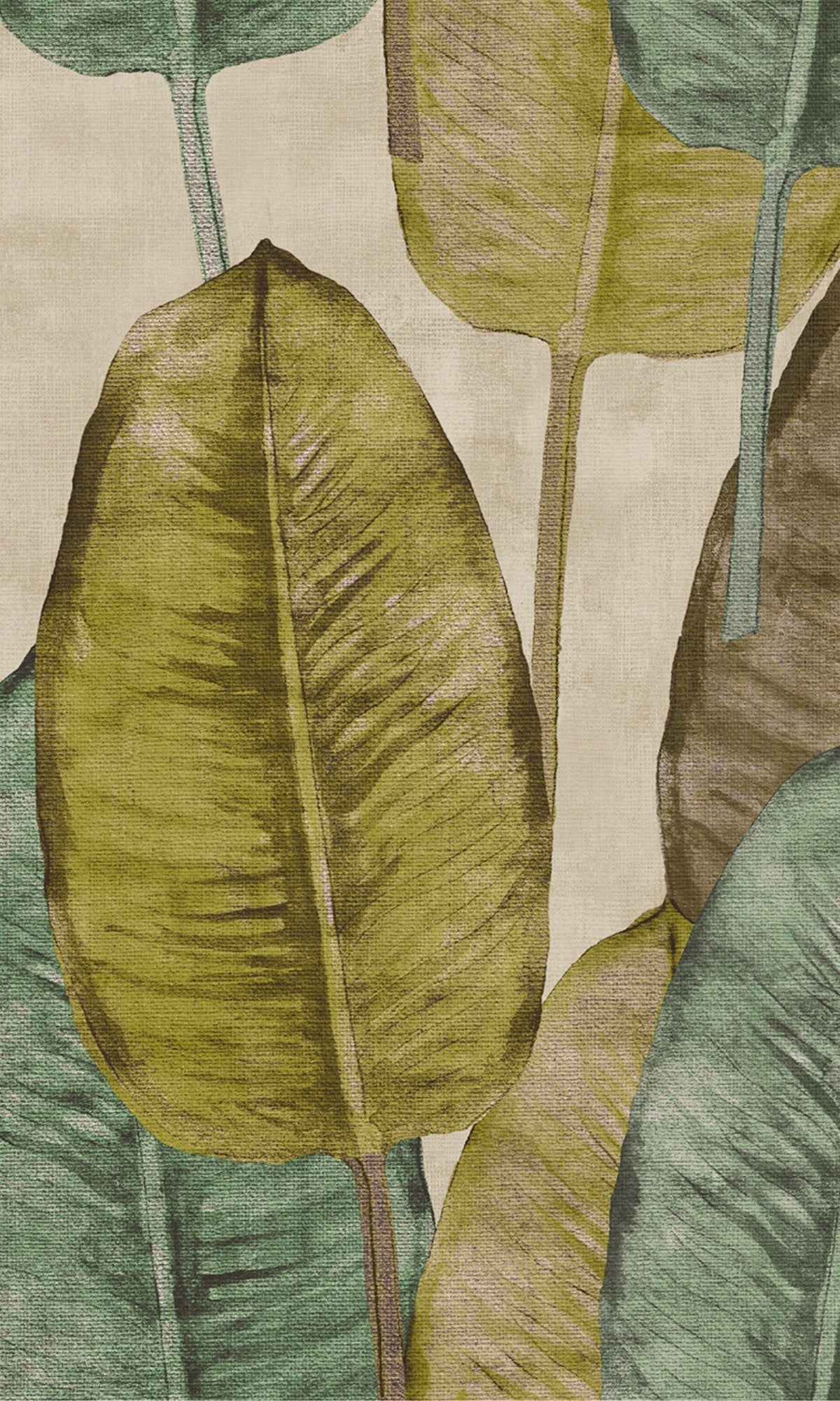 Mustard Rubber Leaves Botanical Wallpaper R8250