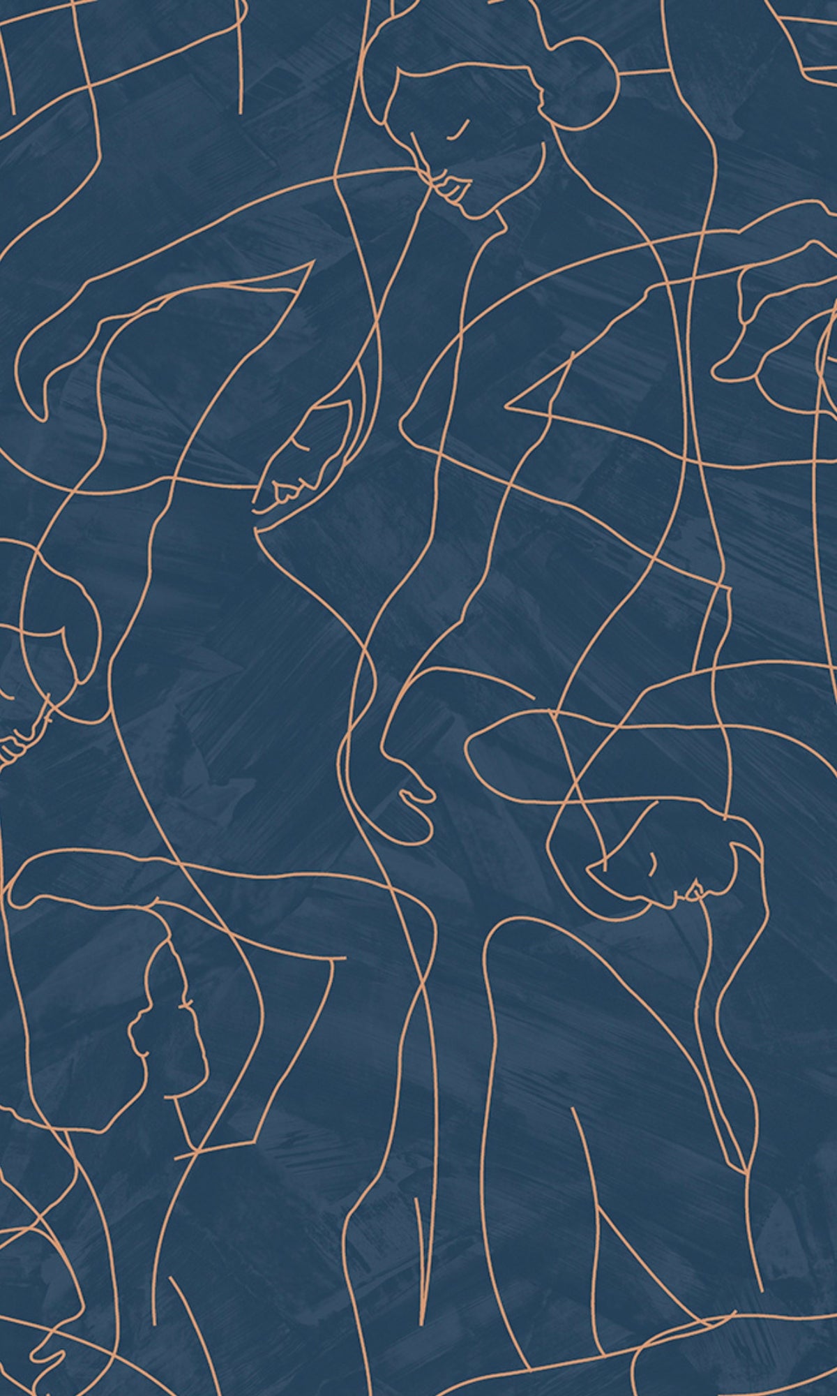 Navy Blue Abstract Model Lines Non-Woven Wallpaper R9178