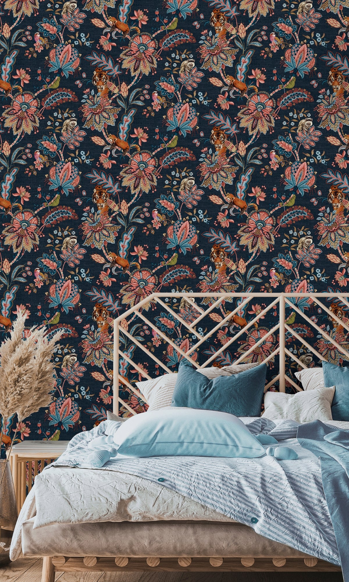 Navy Jungle Foliage Tropical Wallpaper R8262