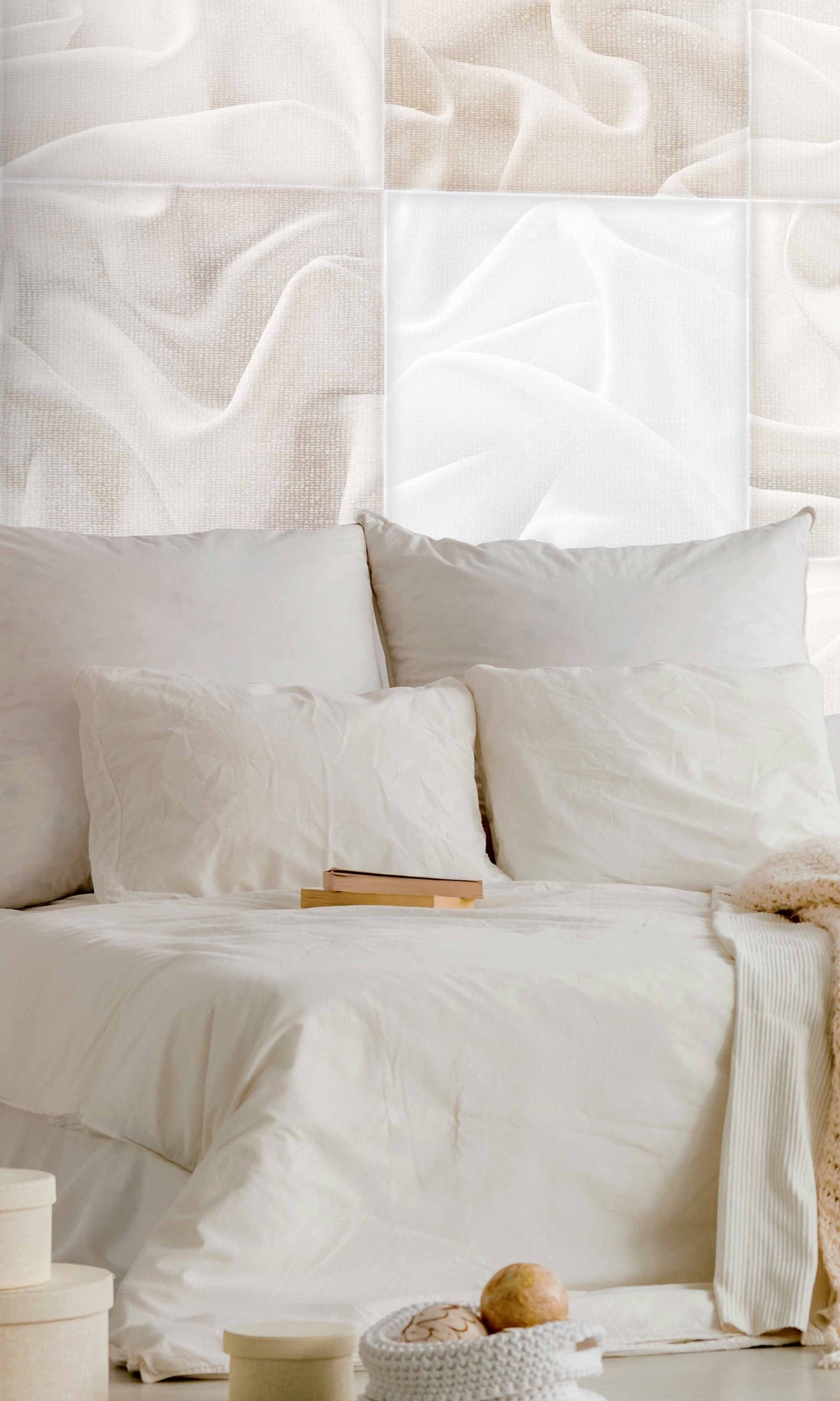 Neutral Abstract Fabric Mural Wallpaper M1343