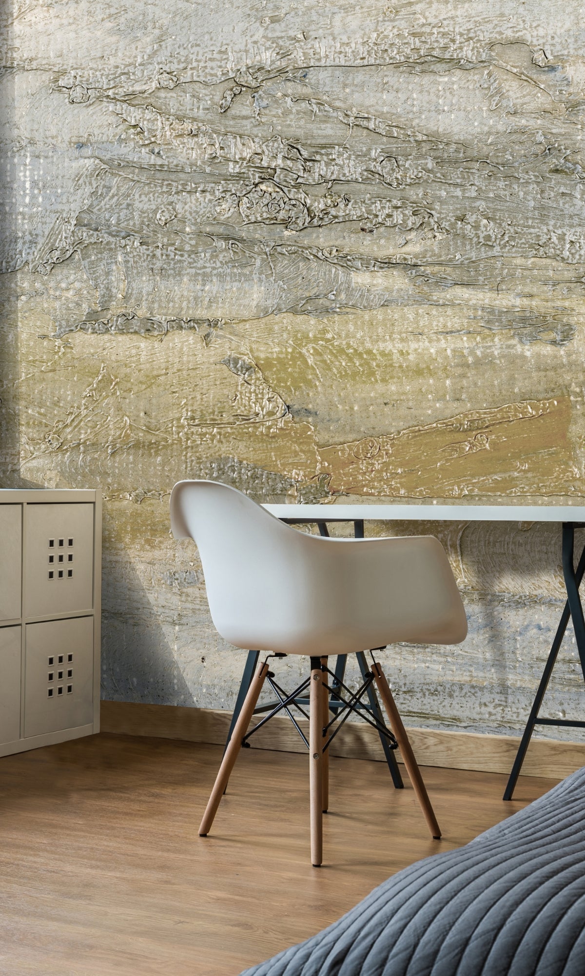 Neutral Abstract Oil Painted on Canvas Mural Wallpaper M1358