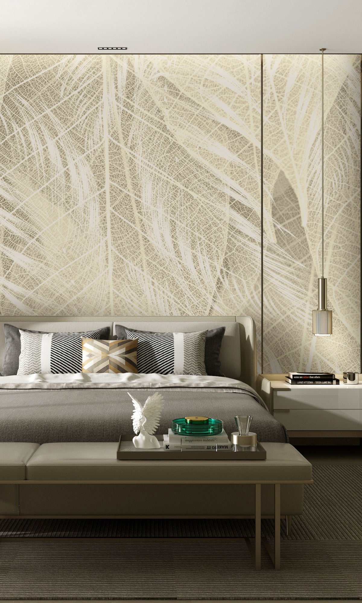 Neutral Dried Leaves Mural Wallpaper M1368
