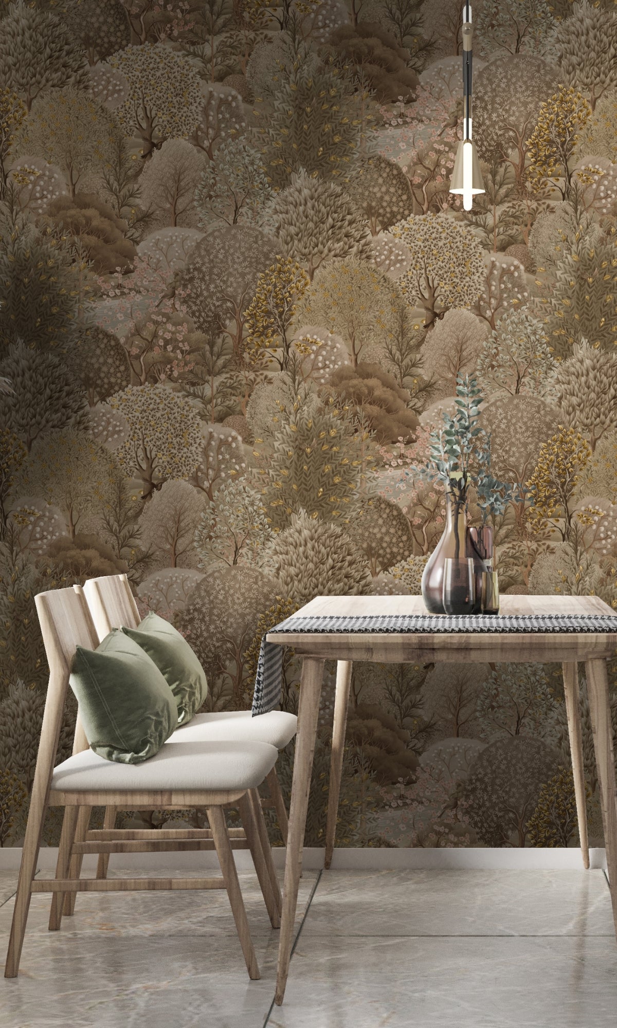 Neutral Enchanted Lush Landscape Tropical Wallpaper R8993