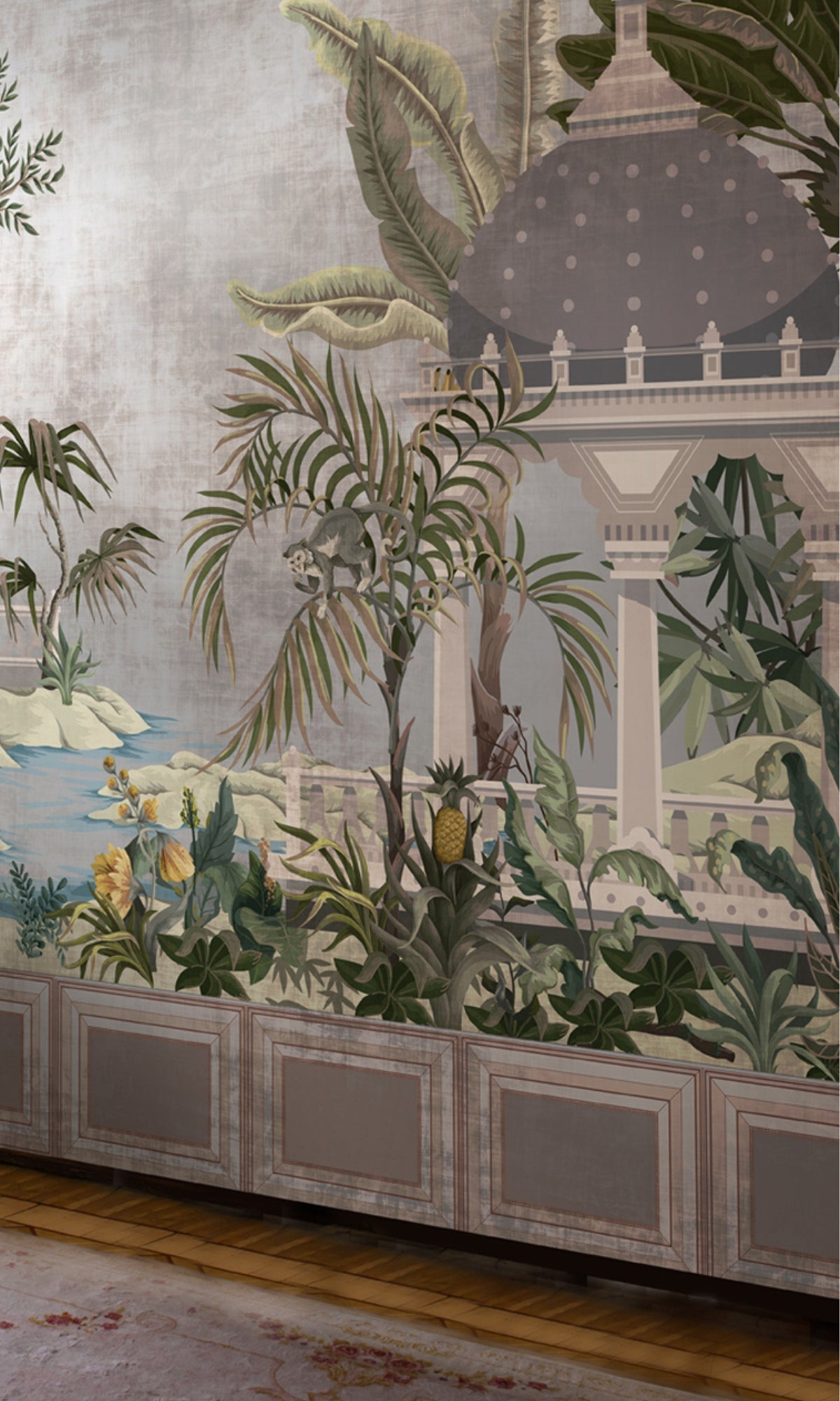 Neutral Indian Garden Mural Wallpaper M1447